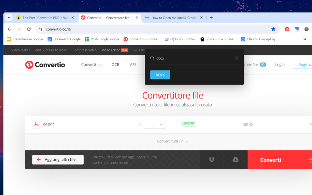 come convertire da PDF a Word con Convertio